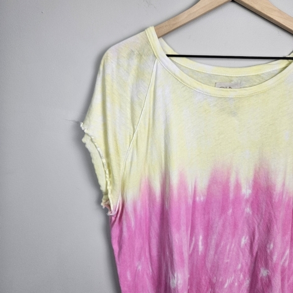 Chaser Yellow Pink Tie Dye Short Sleeve tee Top Medium - Picture 2 of 5
